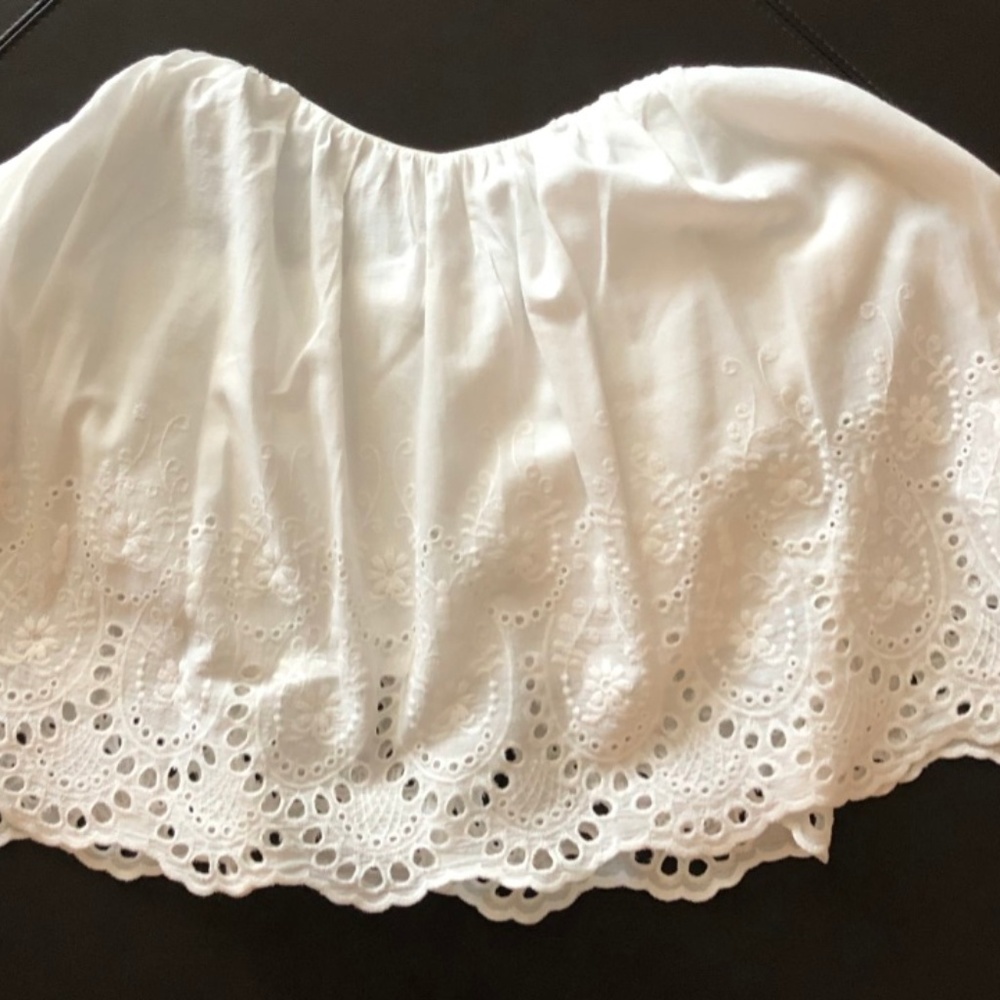 White Eyelet Strapless Top